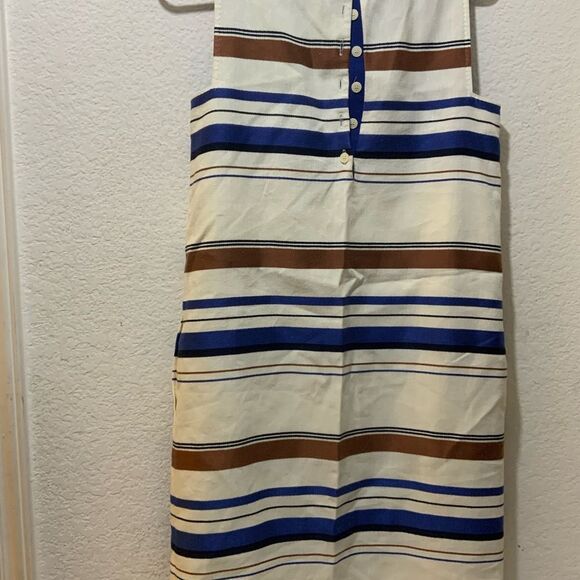 LORO PIANA Colorful Linen Stripe Shift Dress size 40 /US 6 made in ITALY D2 - Picture 4 of 9